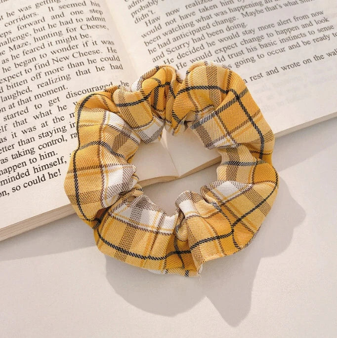 大笪地 146906 Simple Headwear Hair Tie Light Yellow Checkered