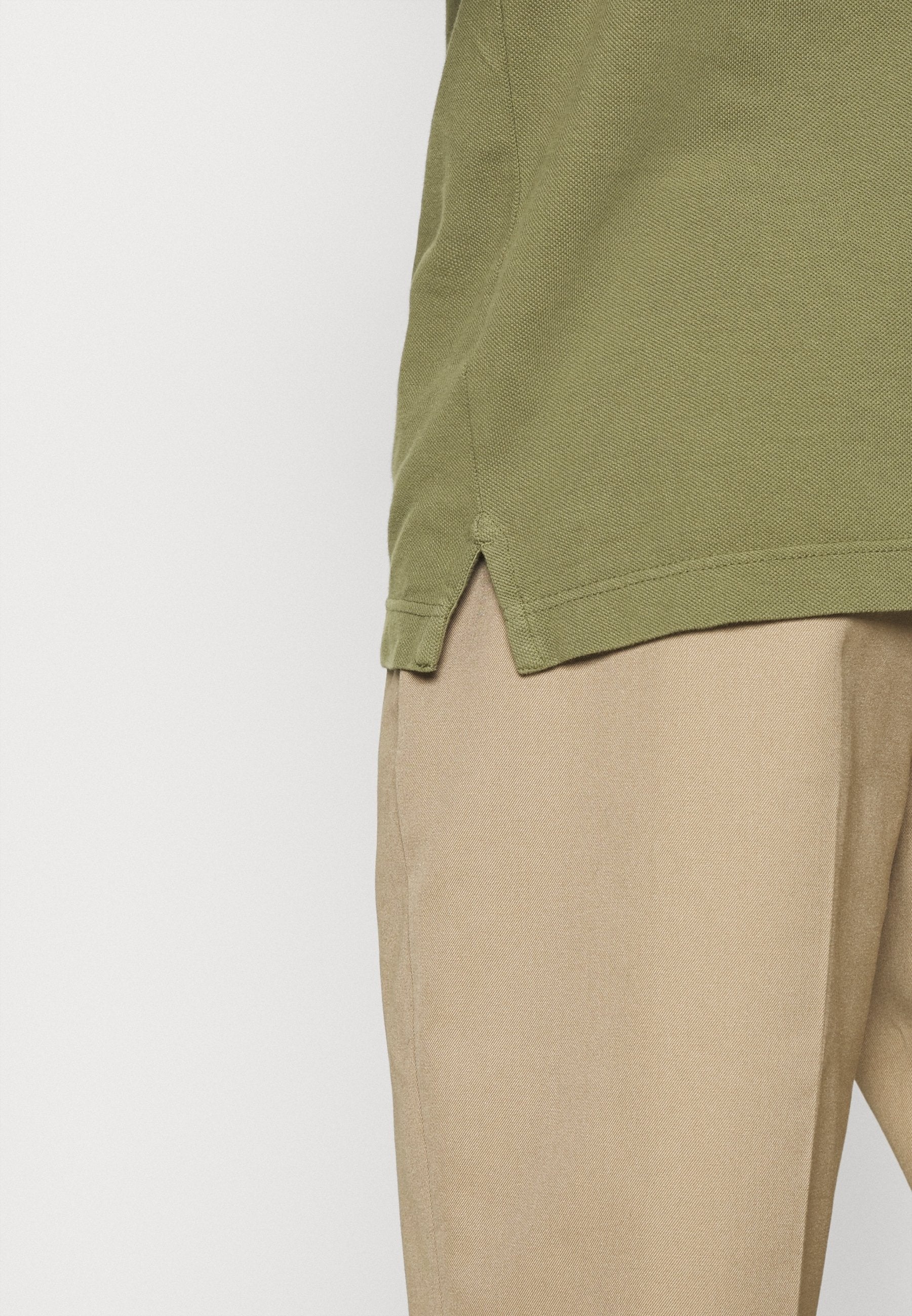 United Colors of Benetton Men's Dark Green Cotton Piqué Long Sleeve Polo