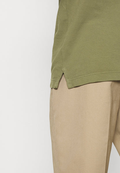 United Colors of Benetton Men's Dark Green Cotton Piqué Long Sleeve Polo