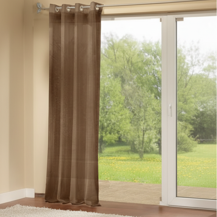 Gardinenbox Voile Eyelet Curtain Panel Solid - Brown