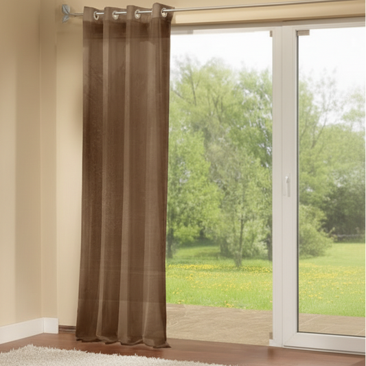 Gardinenbox Voile Eyelet Curtain Panel Solid - Brown
