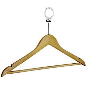 Wenko Beige Wooden Hotel Hangers, 4 Pack, 45cm Long for Wardrobe