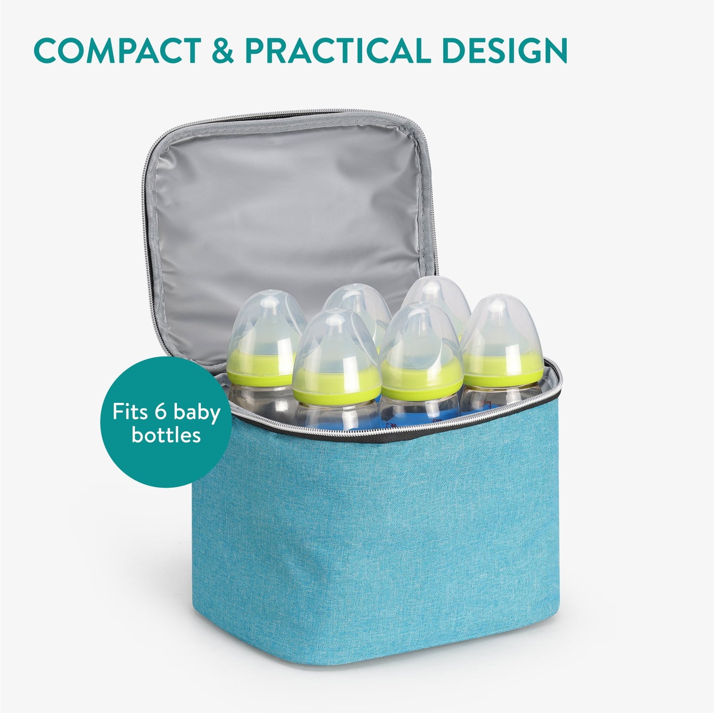Navaris Turquoise Insulated Cooler Bag for Baby Bottles, Beverages, Breastmilk with Ice Pack