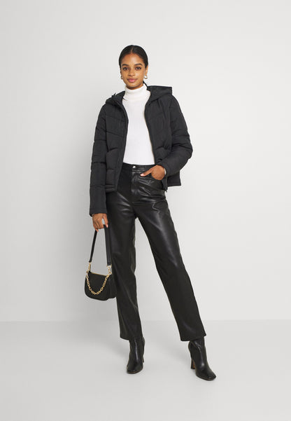 Noisy May Women's NMDALCON Black Padded Hooded Winter Jacket