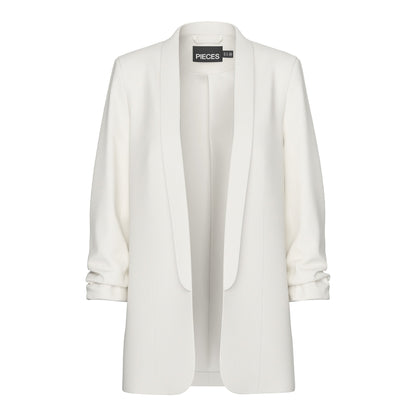 Pieces PCBOSELLA Elegant Women's Cloud Dancer White Tailored Blazer Three-Quarter Sleeves