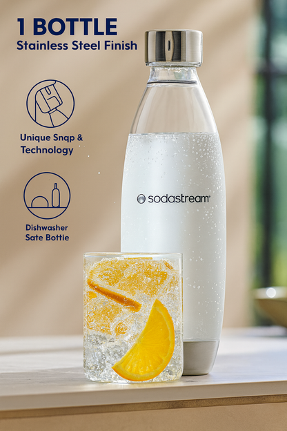 SodaStream ART Stainless Steel Sparkling Water Maker with 1L Bottle