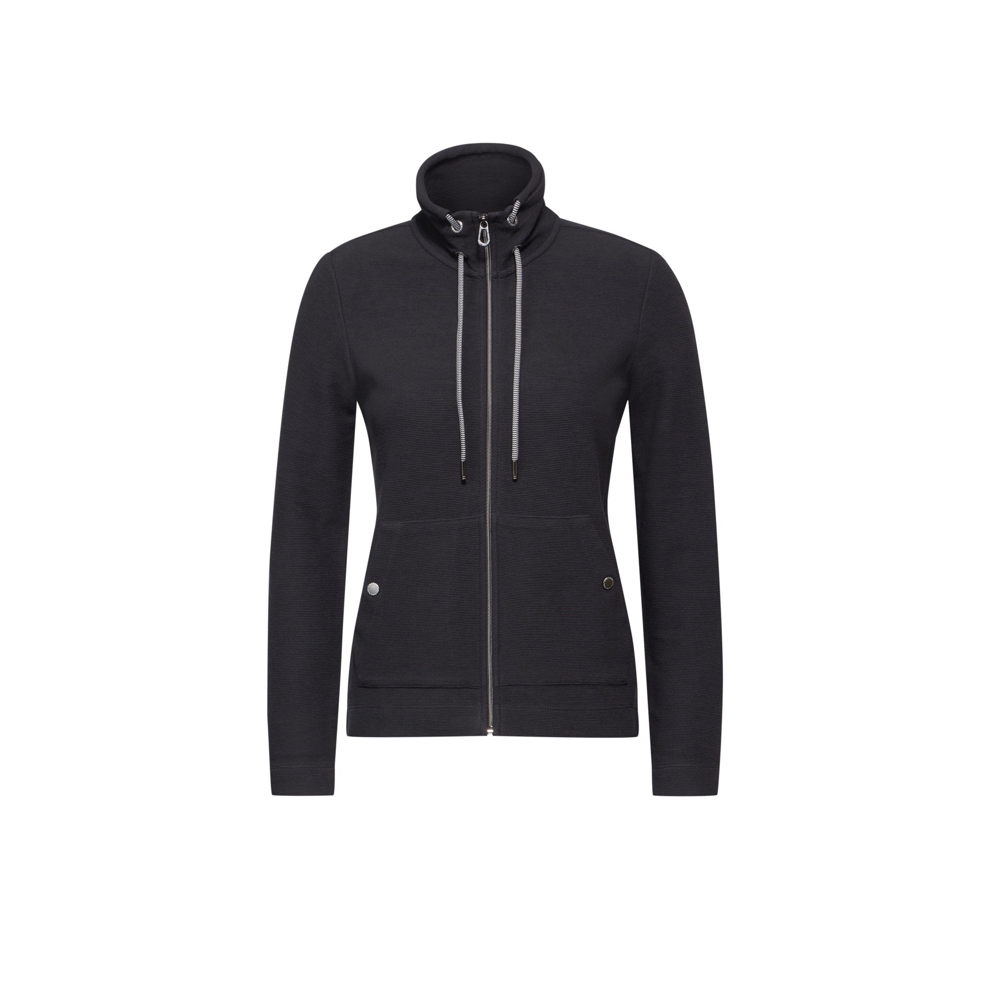 Cecil Women's Lightweight Grey Zip-Up Cardigan Hoodie - Soft Cotton Blend Knitwear