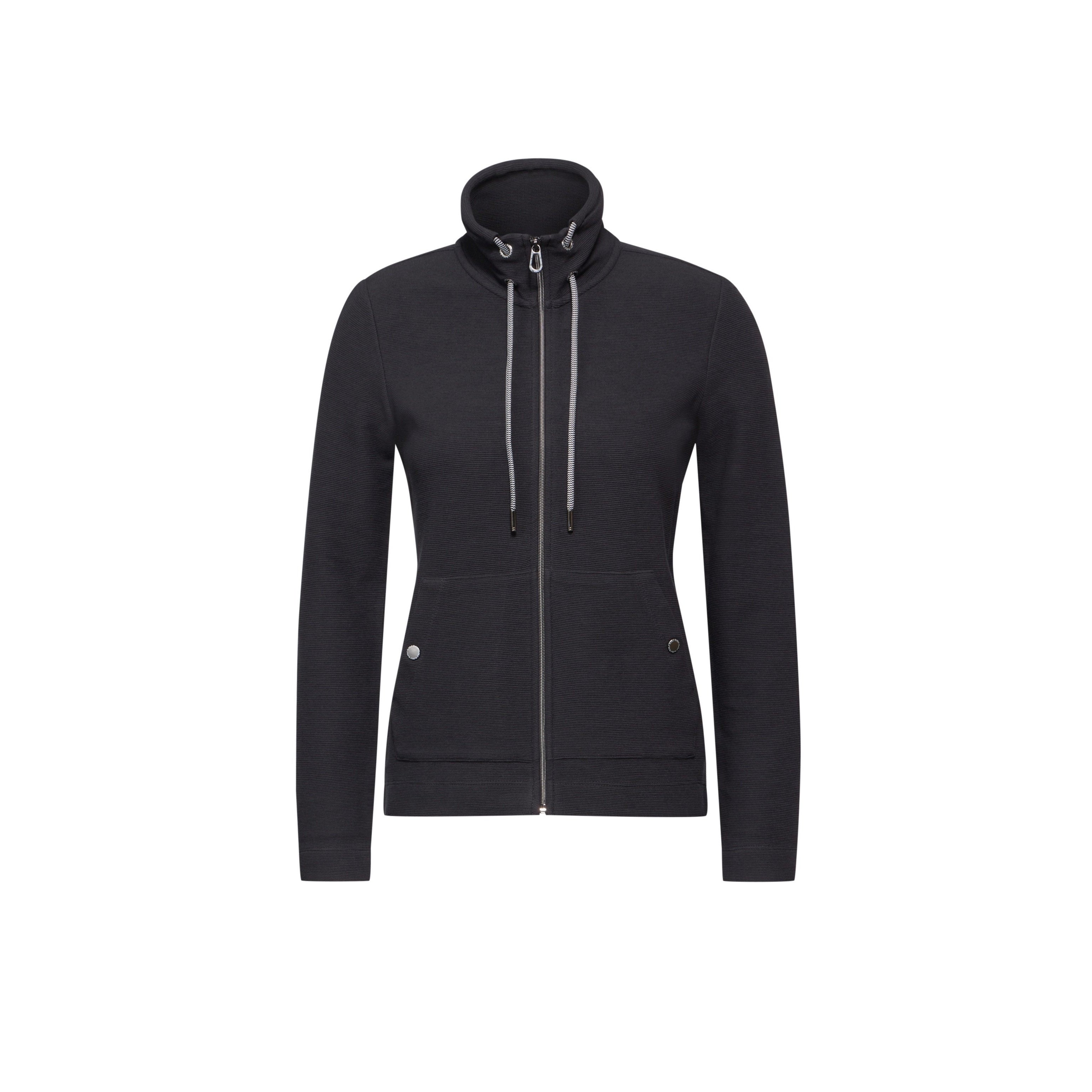 Cecil Women's Lightweight Grey Zip-Up Cardigan Hoodie - Soft Cotton Blend Knitwear