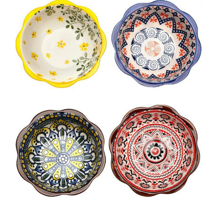 4-Piece Porcelain Snack Bowls Set – 70ml Boho Soy Sauce Bowls