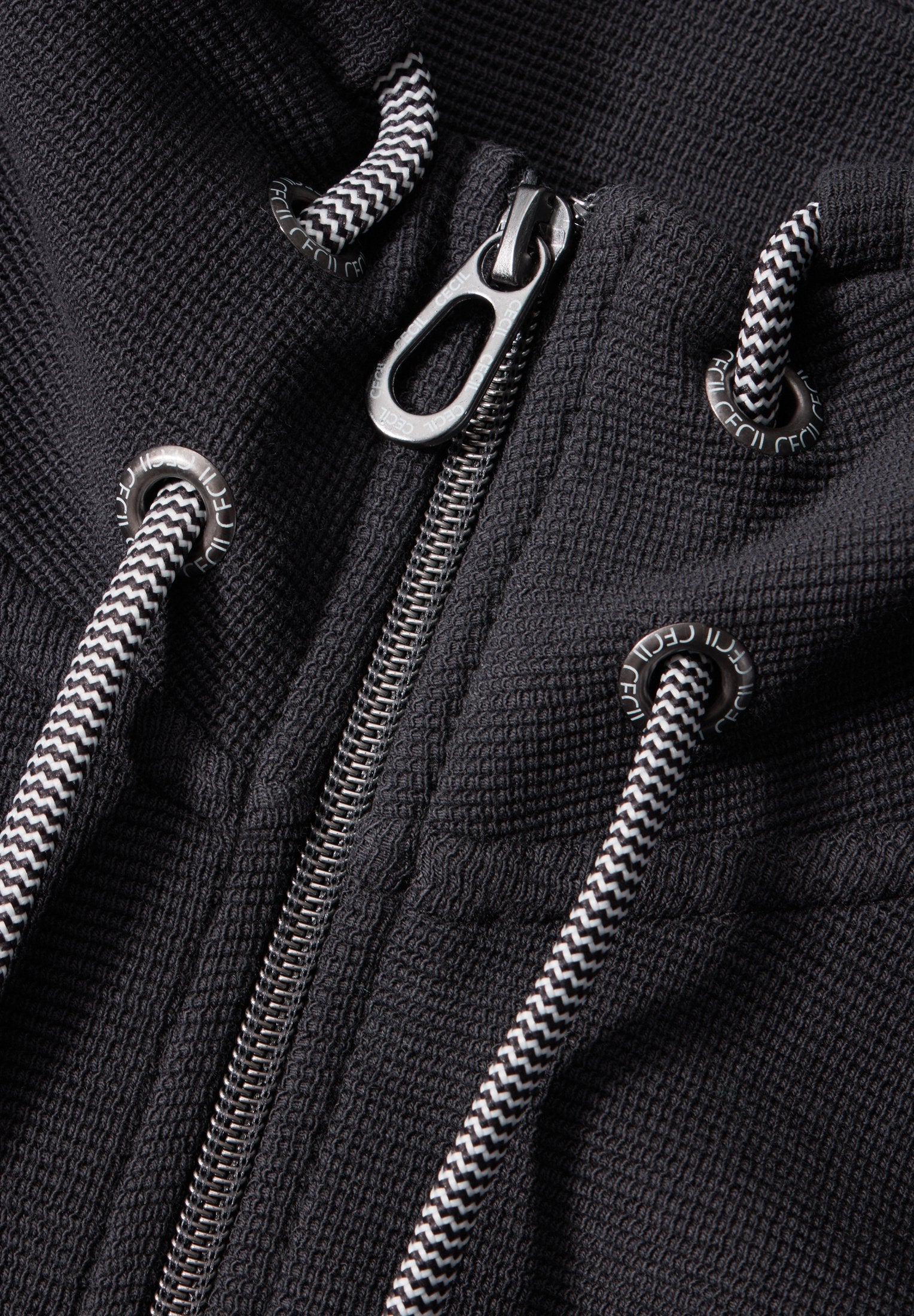 Cecil Women's Lightweight Grey Zip-Up Cardigan Hoodie - Soft Cotton Blend Knitwear