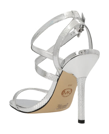 Women's Michael Kors Asha Metallic Foil Leather Ankle Strap Sandals