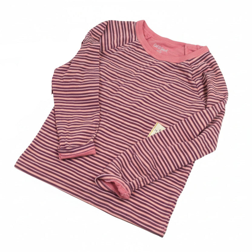 Cat & Jack Long Sleeve Girls Striped Shirt Multicolored