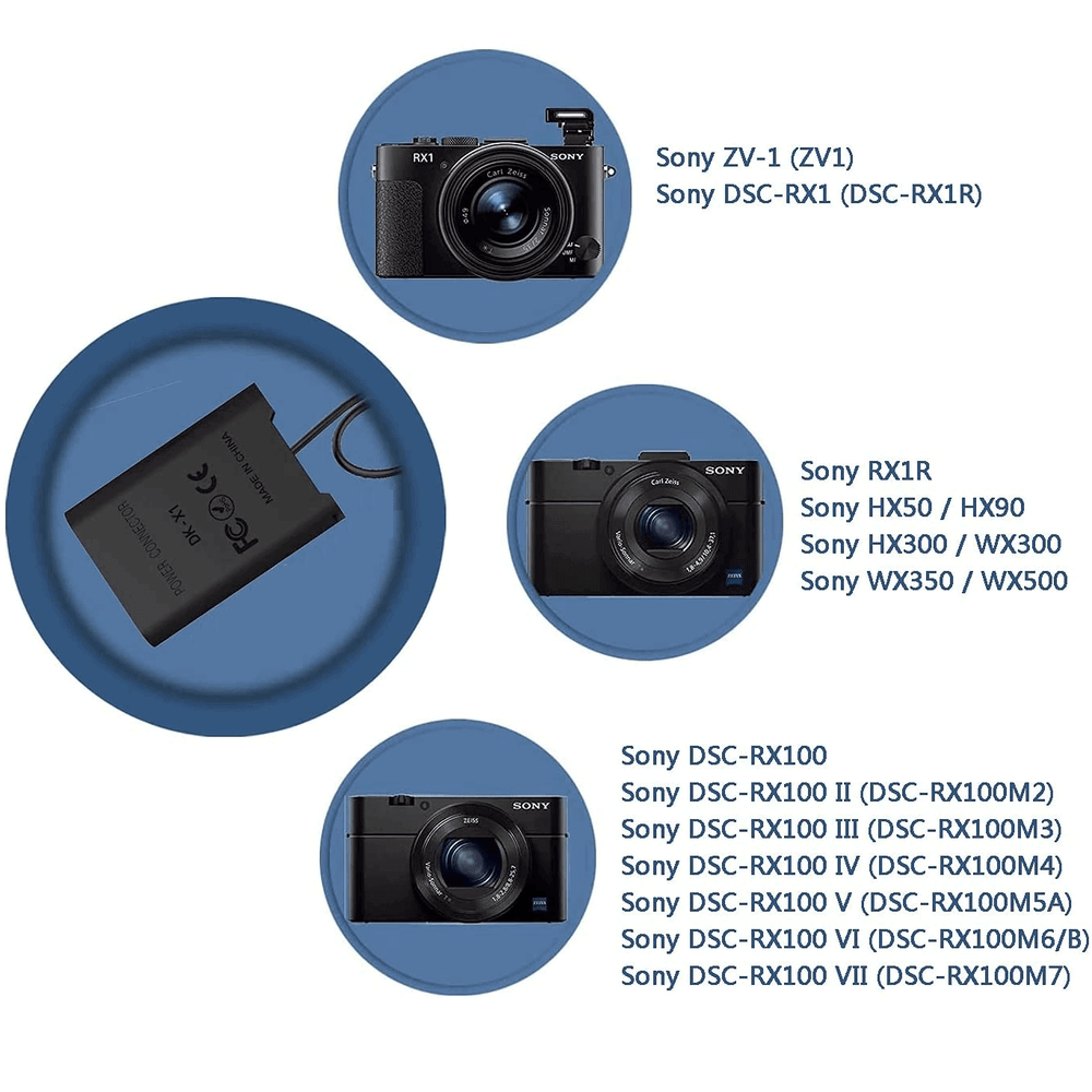 WorldView AC-LS5 Power Adapter with DK-X1 Dummy Battery Coupler for Sony NP-BX1