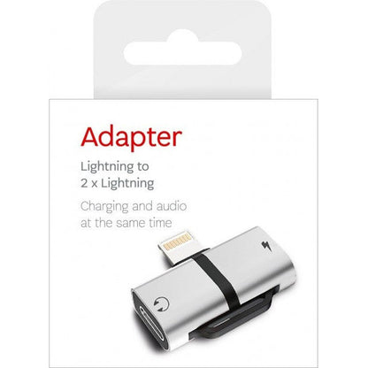 Dual Lightning Adapter: Charge & Listen Simultaneously with Audio in Metallic Grey