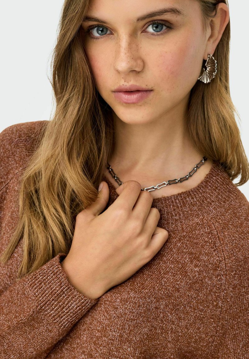 ONLY Onlrica Life Long Sleeve Tobacco Brown Knit Sweater