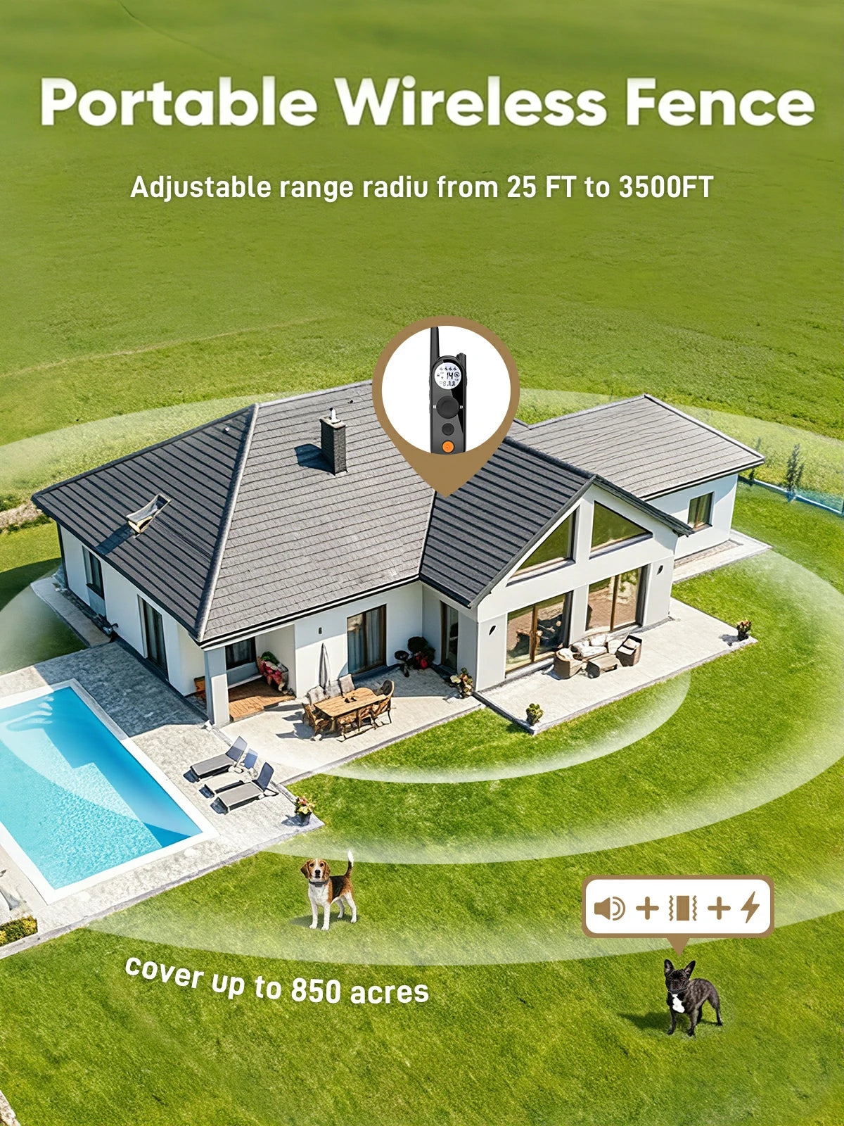 MimofPet X3 Mini Wireless Dog Fence and Training Collar