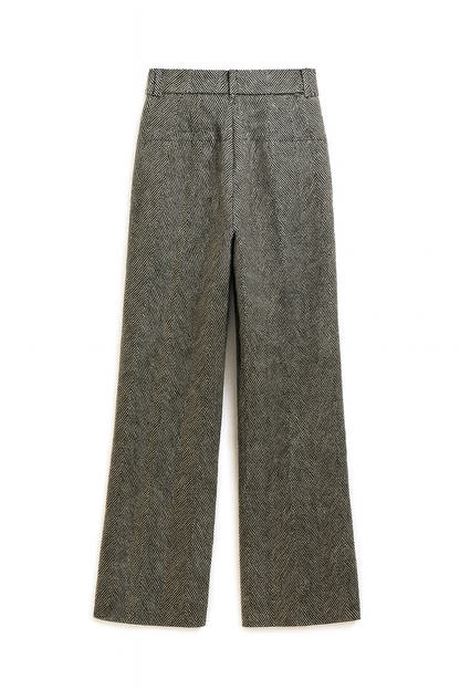 Herringbone Wide-Leg Tailored Pants