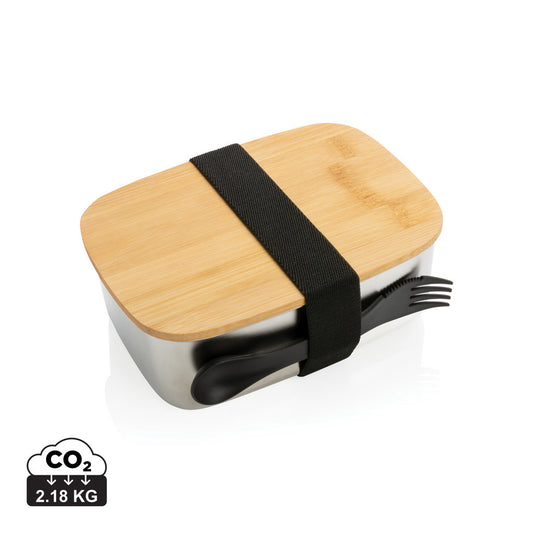 Premium Stainless Steel Lunchbox with Bamboo Lid & Spork for Healthy Meals