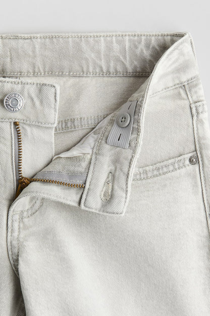 Kids Light Grey Wide Leg Low Waist Jeans with Stretch