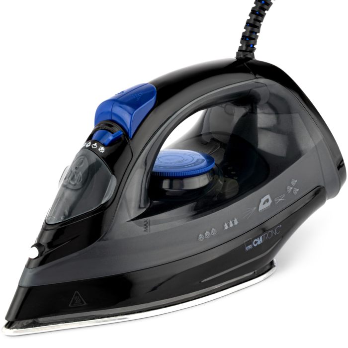 Clatronic DB 3703 Steam Iron 1800W Stainless Steel Soleplate Black Blue