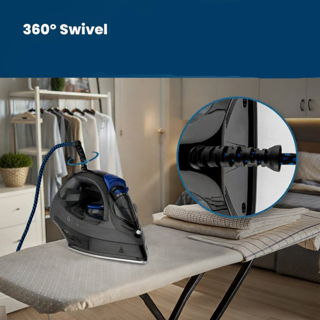 Clatronic DB 3703 Steam Iron 1800W Stainless Steel Soleplate Black Blue