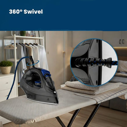 Clatronic DB 3703 Steam Iron 1800W Stainless Steel Soleplate Black Blue