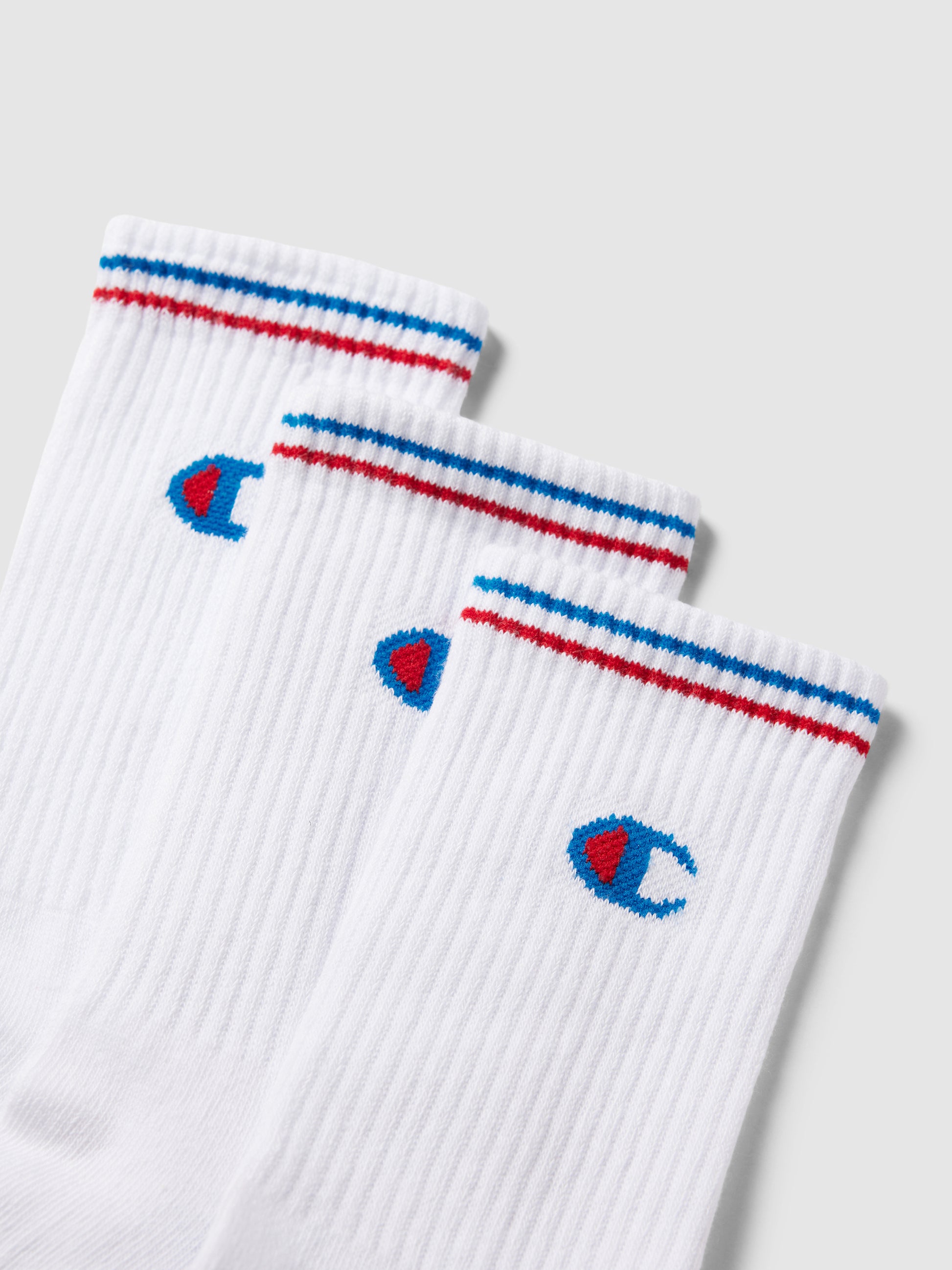 Champion Men's White Crew Socks 3-Pack - Label-Stitching Cotton Blend for Comfort