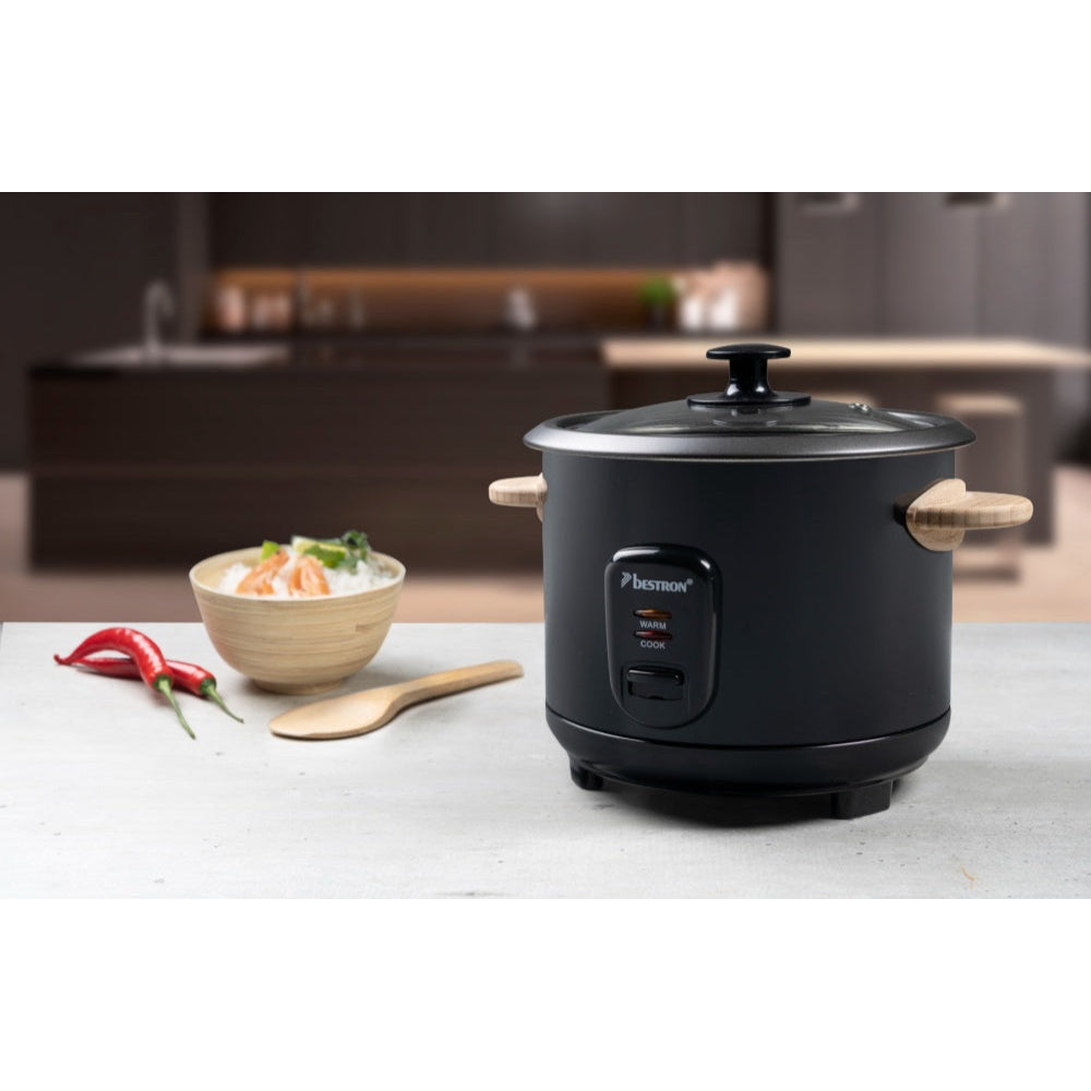 Bestron ARC180BW 1.8L Rice Cooker with Bamboo Handles & Keep Warm Function