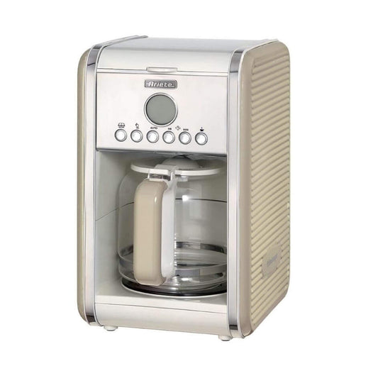 Ariete Vintage Beige Drip Coffee Maker, Programmable 4-12 Cup, Anti-Drip