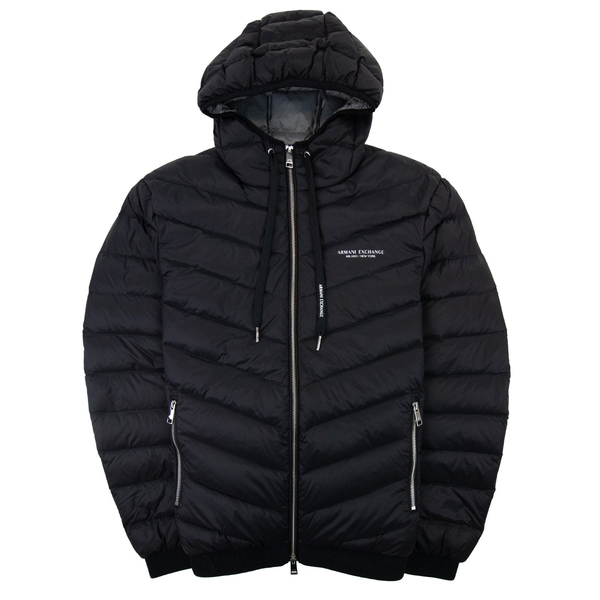 Men's Armani Exchange Black Padded Down Jacket - Warm, Stylish, Hooded