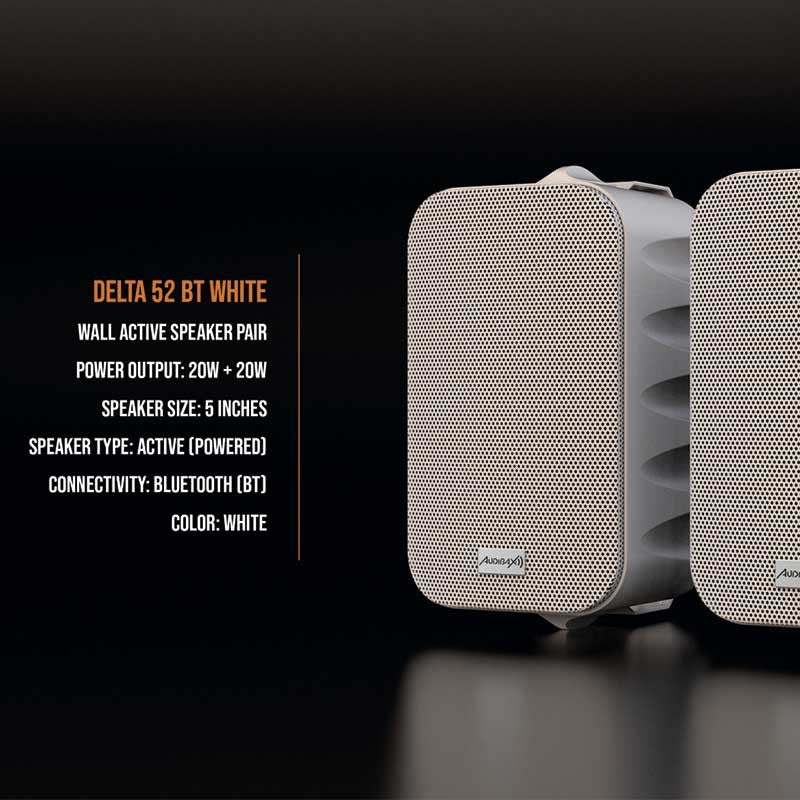 Premium Audibax Delta 52 BT White Bluetooth Active Speaker Pair for Home Audio