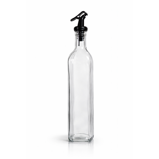 Glass Olive Oil Vinegar Dispenser Leak-Proof Soya Sauce Storage Bottle, 26 x 6 cm Transparent