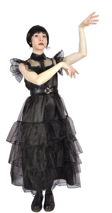 CIAO Wednesday Addams Nevermore Dress Costume for Girls, Size Small
