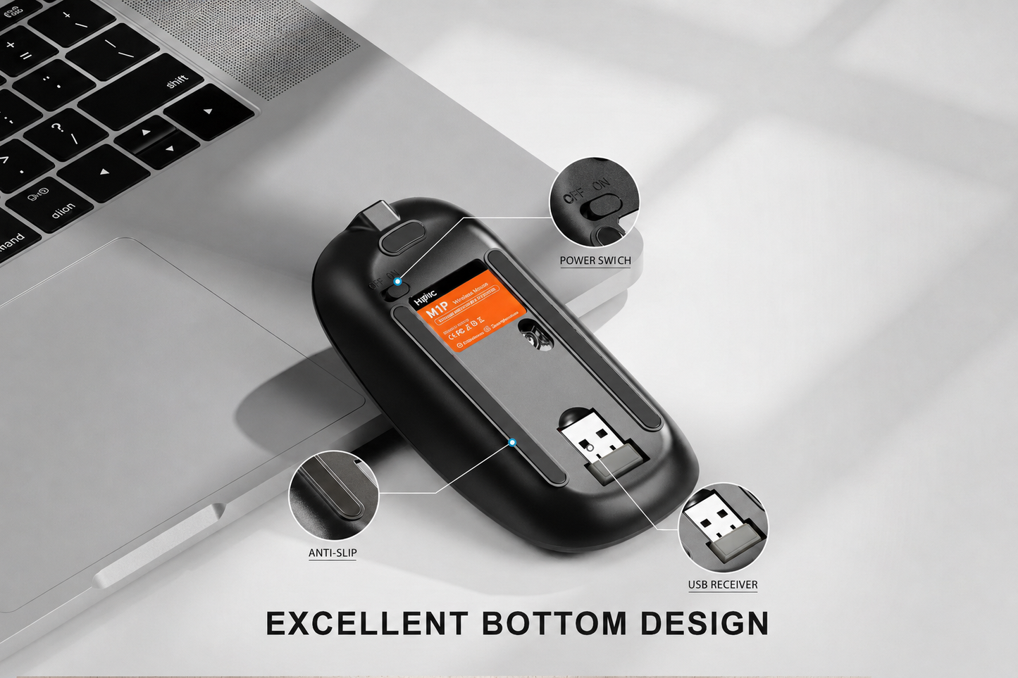 Inphic M1P Ultra Slim 2.4G Wireless Mouse Rechargeable Silent