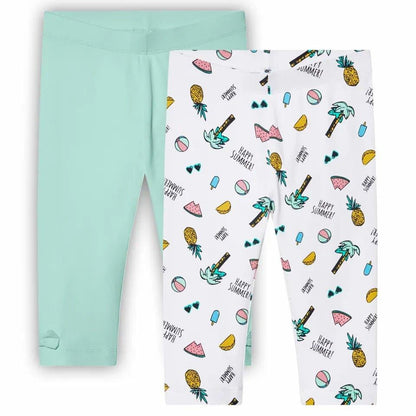 Lupilu Girls' Capri Shorts Set of 2 White Mint 122-128 cm