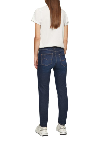 QS Women's Slim Fit Navy Denim Jeans - High-Rise, Comfortable Stretch