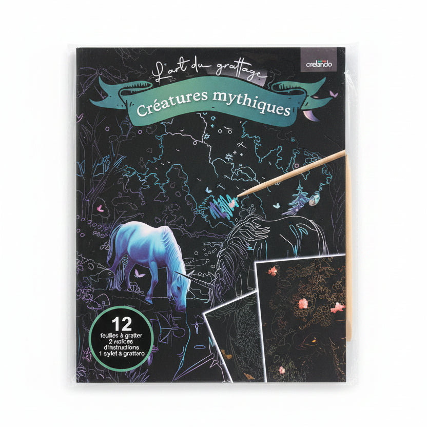 Creative Scratch Art Set Mythical Creatures 12 Sheets