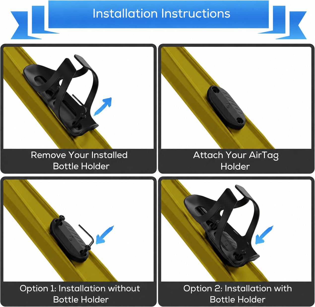 TinyTag Bicycle Mount for Apple AirTag Hidden GPS Tracker Holder