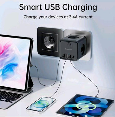 Sameriver ZYC18 USB Power Cube: 3 USB-A, 1 USB-C, Schuko Outlets