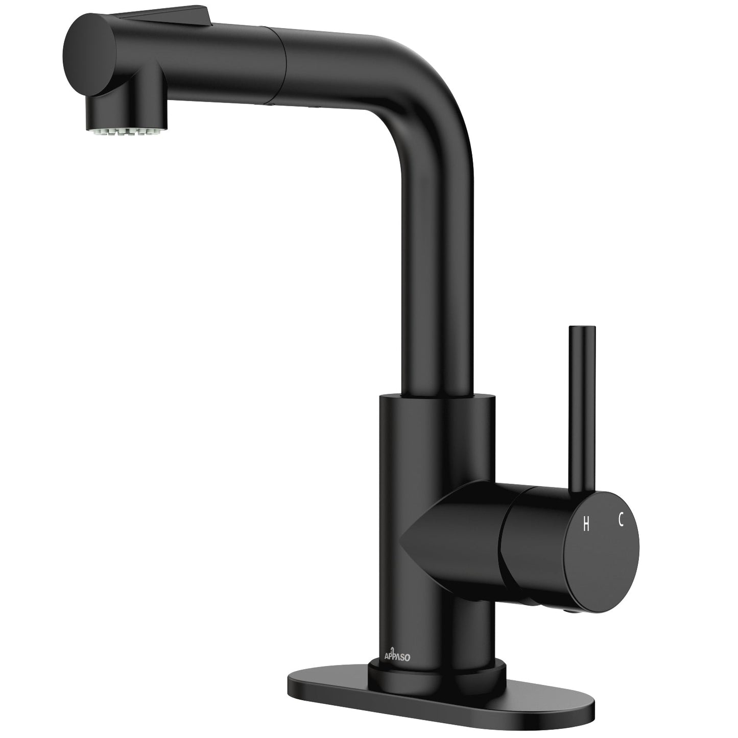 Matte Black Bar Sink Faucet with Pull-Out Sprayer
