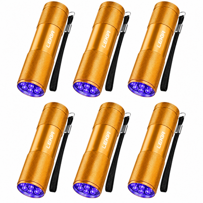 LEAGY 6-Pack UV Blacklight Flashlight 9 LED Portable
