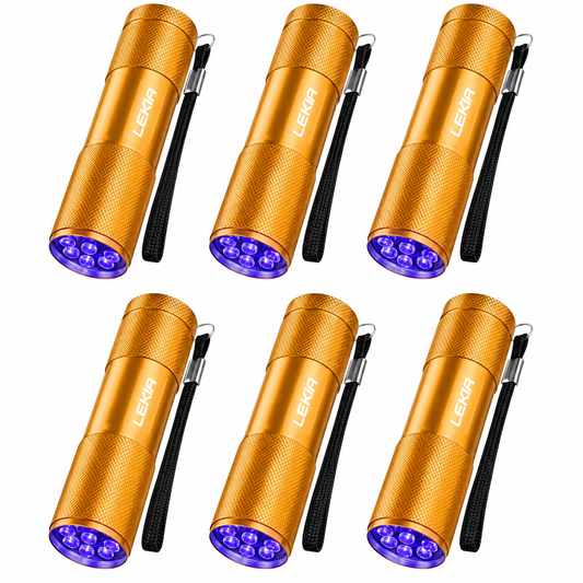 LEAGY 6-Pack UV Blacklight Flashlight 9 LED Portable