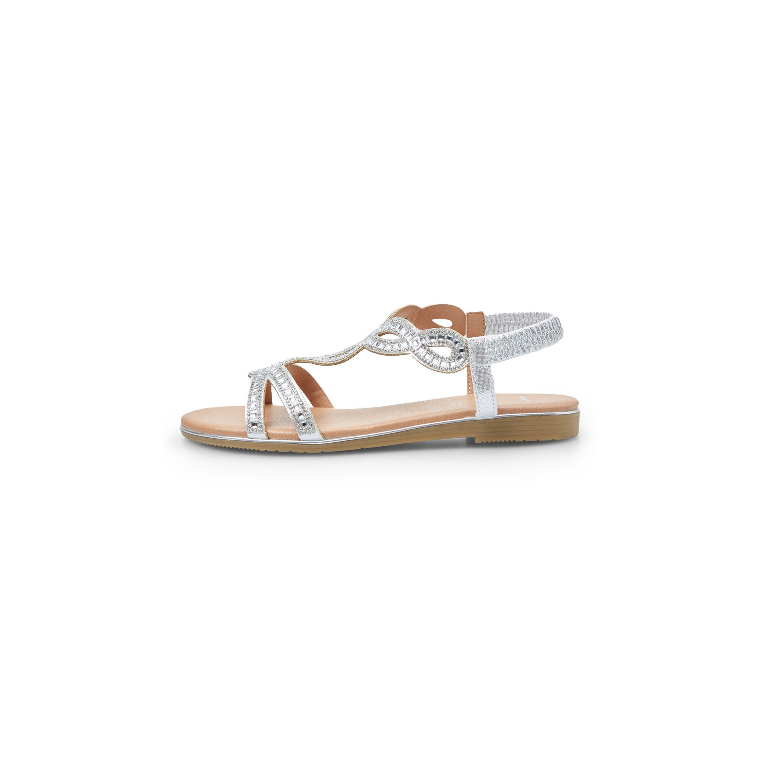 Bata Women's Silver Rhinestone T-Bar Flat Sandals: Sparkle, Style, Comfort