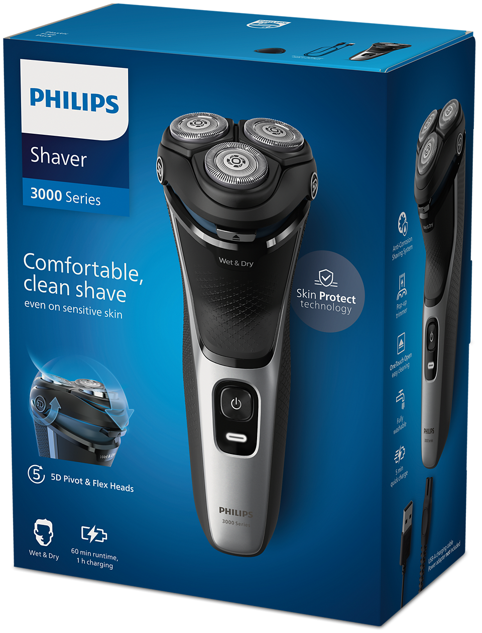 Philips Shaver 3000 Wet & Dry Electric Shaver for Sensitive Skin