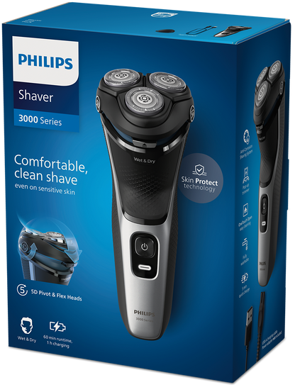 Philips Shaver 3000 Wet & Dry Electric Shaver for Sensitive Skin