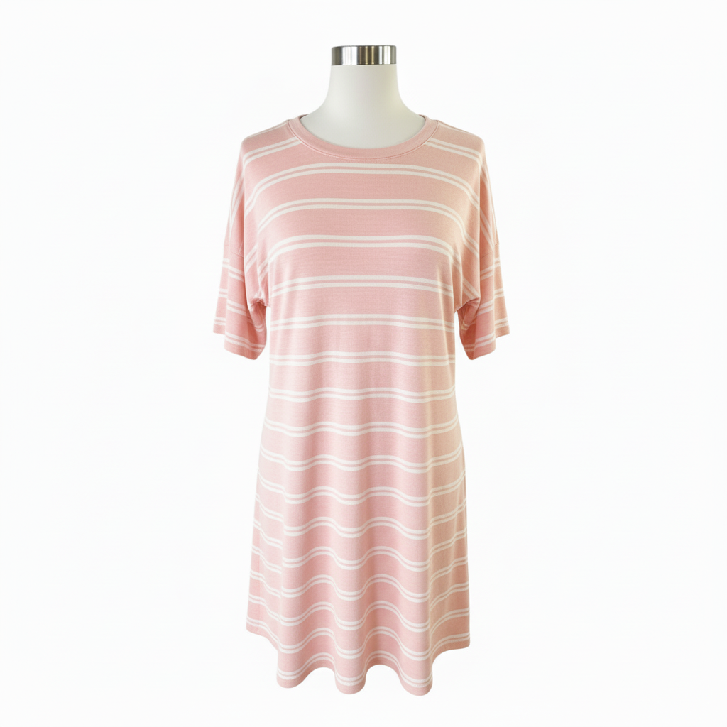 Baby rose short dress with stripes