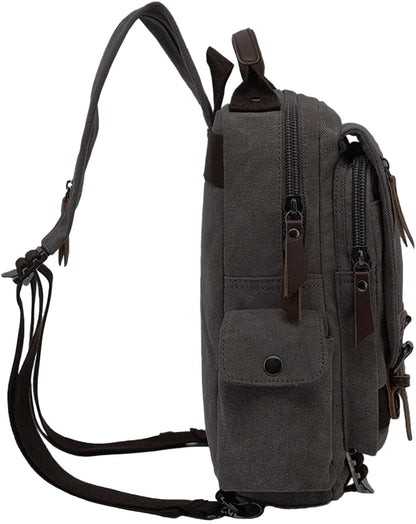 Vintage Canvas Military Rucksack Retro Laptop Backpack.
