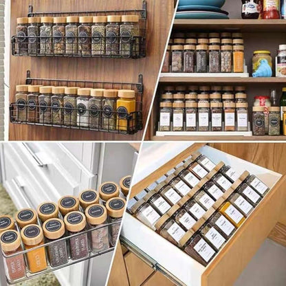 24-Piece Square Glass Spice Jar Set with Bamboo Lids