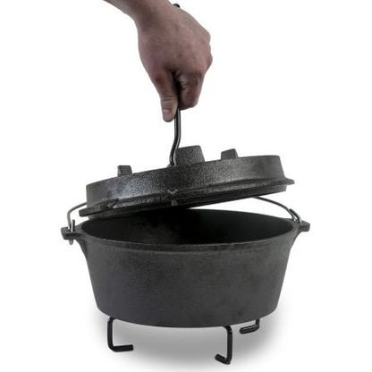 ACTIVA Cast Iron Cooking Pot with Lid and Handle for Transport 3.5 L Diameter 25.5 cm Black