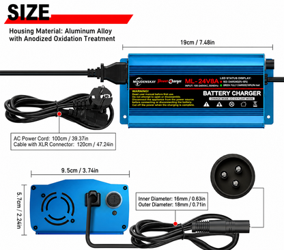MOUDENSKAY 24V 8A Smart Automatic Battery Charger with XLR Connection